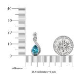 Sterling Silver 8X6 MM Each Pear Cut Blue Topaz & Round Diamond Ladies Infinity Dangling Earrings
