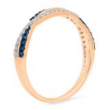 0.30 Carat (ctw) 14K Rose Gold Round Blue Sapphire & White Diamond Ladies Wedding Band Ring 1/3 CT