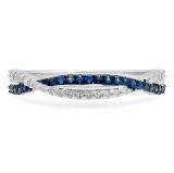 0.30 Carat (ctw) 14K White Gold Round Blue Sapphire & White Diamond Ladies Wedding Band Ring 1/3 CT