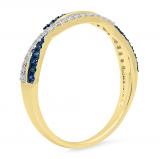 0.30 Carat (ctw) 14K Yellow Gold Round Blue Sapphire & White Diamond Ladies Wedding Band Ring 1/3 CT