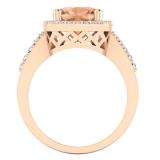 18K Rose Gold 8.50 MM Cushion Cut Morganite & Round Cut Diamond Bridal Halo Engagement Ring