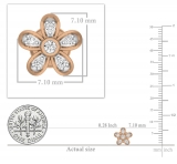 0.10 Carat (ctw) 14K Rose Gold Round Diamond Ladies Flower Shaped Stud Earrings 1/10 CT