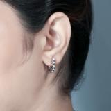 0.35 Carat (ctw) Sterling Silver Round White & Blue Diamond Ladies Hoop Earrings 1/3 CT