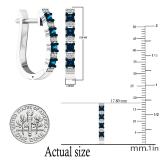 0.35 Carat (ctw) Sterling Silver Round White & Blue Diamond Ladies Hoop Earrings 1/3 CT