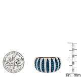 1.55 Carat (ctw) 10K Rose Gold Round Blue & White Diamond Ladies Cocktail Right Hand Ring 1 1/2 CT