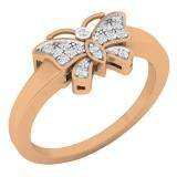 0.10 Carat (ctw) 10K Rose Gold Round White Diamond Cocktail Right Hand Butterfly Ring 1/10 CT