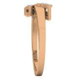 0.10 Carat (ctw) 10K Rose Gold Round White Diamond Cocktail Right Hand Butterfly Ring 1/10 CT