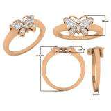 0.10 Carat (ctw) 10K Rose Gold Round White Diamond Cocktail Right Hand Butterfly Ring 1/10 CT