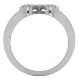 0.10 Carat (ctw) 10K White Gold Round White Diamond Cocktail Right Hand Butterfly Ring 1/10 CT