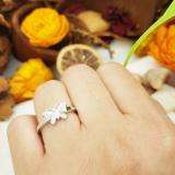 0.10 Carat (ctw) 10K White Gold Round White Diamond Cocktail Right Hand Butterfly Ring 1/10 CT