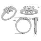 0.10 Carat (ctw) 10K White Gold Round White Diamond Cocktail Right Hand Butterfly Ring 1/10 CT