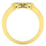0.10 Carat (ctw) 14K Yellow Gold Round White Diamond Cocktail Right Hand Butterfly Ring 1/10 CT