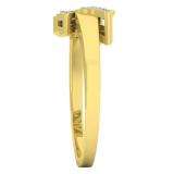 0.10 Carat (ctw) 14K Yellow Gold Round White Diamond Cocktail Right Hand Butterfly Ring 1/10 CT