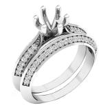 0.47 Carat (ctw) 10K White Gold Round Diamond Semi Mount Bridal Ring Set 1/2 CT (No Center Stone)
