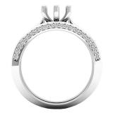 0.47 Carat (ctw) 10K White Gold Round Diamond Semi Mount Bridal Ring Set 1/2 CT (No Center Stone)