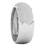 1.15 Carat (ctw) 14K White Gold Round White Diamond Men's Micro Pave Hip Hop Wedding Band
