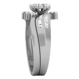 0.35 Carat (ctw) 14K White Gold Marquise Baguette & Round Cut Diamond Engagement Ring Set 1/3 CT