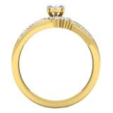 0.35 Carat (ctw) 14K Yellow Gold Marquise Baguette & Round Cut Diamond Engagement Ring Set 1/3 CT