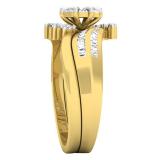 0.35 Carat (ctw) 14K Yellow Gold Marquise Baguette & Round Cut Diamond Engagement Ring Set 1/3 CT