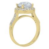 4.10 Carat (ctw) 10K Yellow Gold Round White Cubic Zirconia Ladies Bridal Engagement Ring