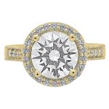 4.10 Carat (ctw) 10K Yellow Gold Round White Cubic Zirconia Ladies Bridal Engagement Ring