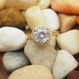 4.10 Carat (ctw) 10K Yellow Gold Round White Cubic Zirconia Ladies Bridal Engagement Ring