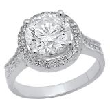 4.10 Carat (ctw) 14K White Gold Round White Cubic Zirconia Ladies Bridal Engagement Ring