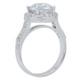 4.10 Carat (ctw) 14K White Gold Round White Cubic Zirconia Ladies Bridal Engagement Ring