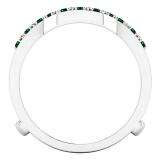 10K White Gold Round Tsavorite & White Diamond Ladies Wedding Band Enhancer Guard Double Ring