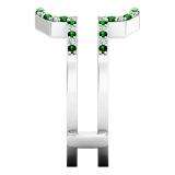 10K White Gold Round Tsavorite & White Diamond Ladies Wedding Band Enhancer Guard Double Ring