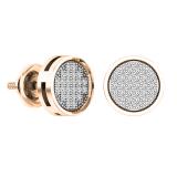 0.10 Carat (ctw) 10K Rose Gold Round White Diamond Ladies Circle Cluster Stud Earrings 1/10 CT