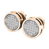 0.10 Carat (ctw) 10K Rose Gold Round White Diamond Ladies Circle Cluster Stud Earrings 1/10 CT
