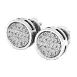 0.10 Carat (ctw) 10K White Gold Round White Diamond Ladies Circle Cluster Stud Earrings 1/10 CT