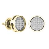 0.10 Carat (ctw) 10K Yellow Gold Round White Diamond Ladies Circle Cluster Stud Earrings 1/10 CT