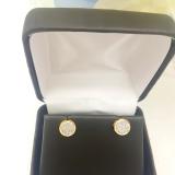 0.10 Carat (ctw) 10K Yellow Gold Round White Diamond Ladies Circle Cluster Stud Earrings 1/10 CT