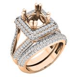 1.50 Carat (ctw) 10K Rose Gold Round Diamond Ladies Semi Mount Engagement Ring Set 1 1/2 CT