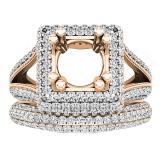 1.50 Carat (ctw) 10K Rose Gold Round Diamond Ladies Semi Mount Engagement Ring Set 1 1/2 CT