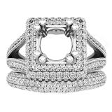 1.50 Carat (ctw) 10K White Gold Round Diamond Ladies Semi Mount Engagement Ring Set 1 1/2 CT