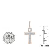 0.32 Carat (ctw) 10K Rose Gold Round Diamond Ladies Ankh Cross Pendant 1/3 (Silver Chain Included)
