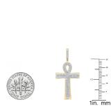 0.32 Carat (ctw) 14K Yellow Gold Round Diamond Ladies Ankh Cross Pendant 1/3 (Silver Chain Included)