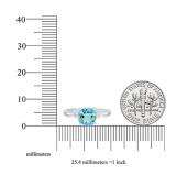 Sterling Silver 7 MM Cushion Cut Blue Topaz & Round White Diamond Ladies Bridal Engagement Ring