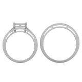 0.80 Carat (ctw) 10K White Gold Round Diamond Men & Women's Cluster Engagement Ring Trio Set