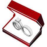 0.80 Carat (ctw) 10K White Gold Round Diamond Men & Women's Cluster Engagement Ring Trio Set