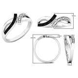 0.06 Carat (ctw) Sterling Silver Round Black And White Diamond Ladies Bypass Promise Engagement Ring