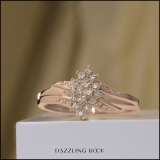 0.10 Carat (ctw) 10K Rose Gold Round White Diamond Ladies Cluster Flower Ring 1/10 CT