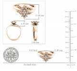 0.10 Carat (ctw) 10K Rose Gold Round White Diamond Ladies Cluster Flower Ring 1/10 CT