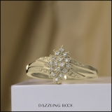 0.10 Carat (ctw) 10K Yellow Gold Round White Diamond Ladies Cluster Flower Ring 1/10 CT