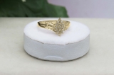 0.10 Carat (ctw) 10K Yellow Gold Round White Diamond Ladies Cluster Flower Ring 1/10 CT