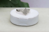 0.10 Carat (ctw) 14K White Gold Round White Diamond Ladies Cluster Flower Ring 1/10 CT