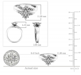 0.10 Carat (ctw) 14K White Gold Round White Diamond Ladies Cluster Flower Ring 1/10 CT